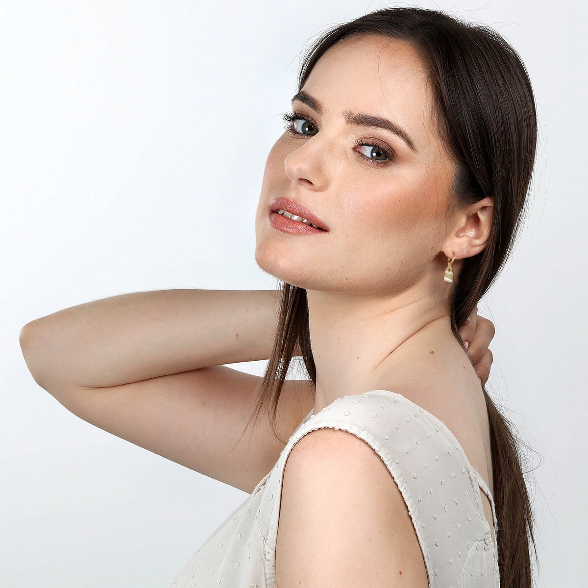 morellato 18k gold plated mascotte earrings lock charm wh crys