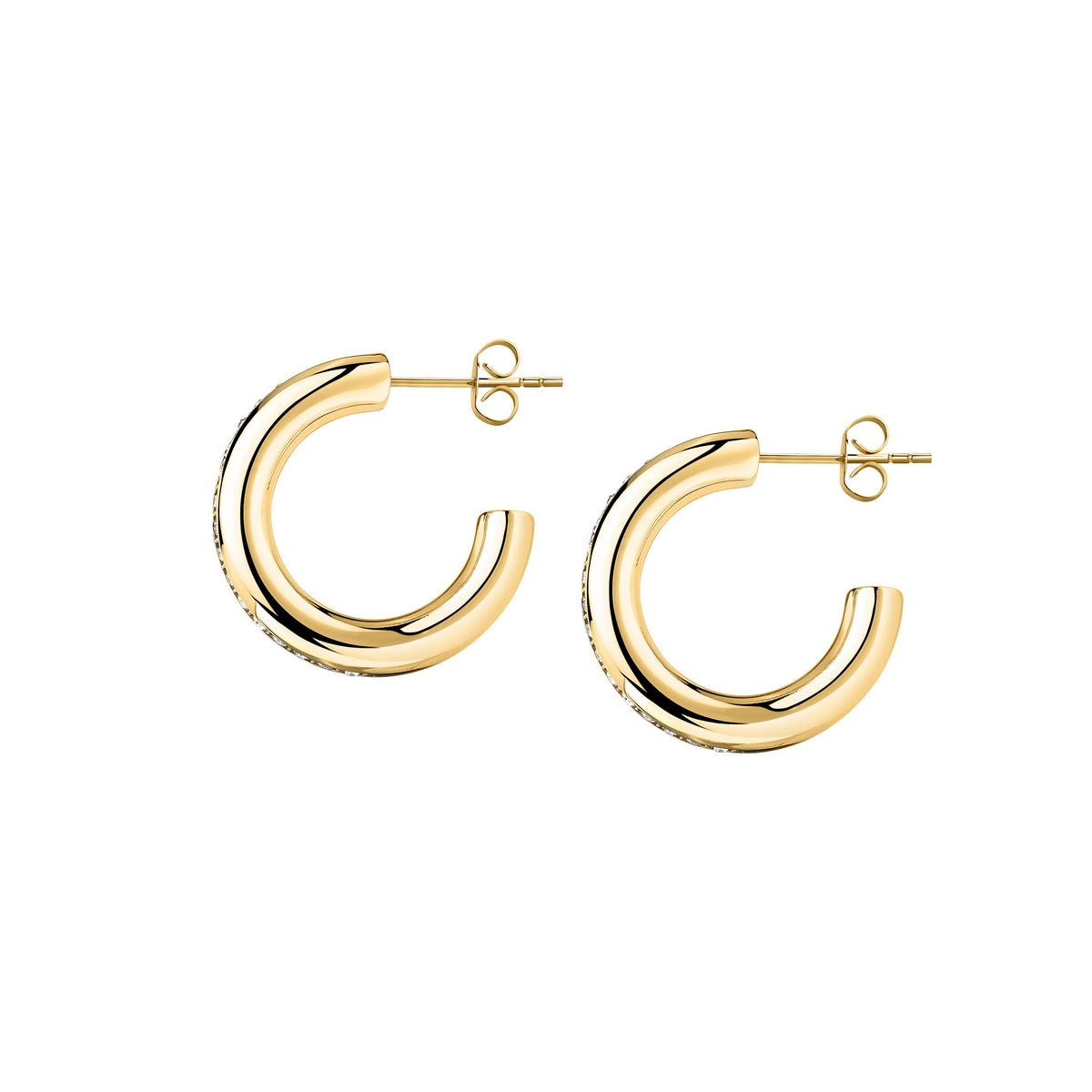 morellato 18k gold plated creole earrings white crystals 25mm