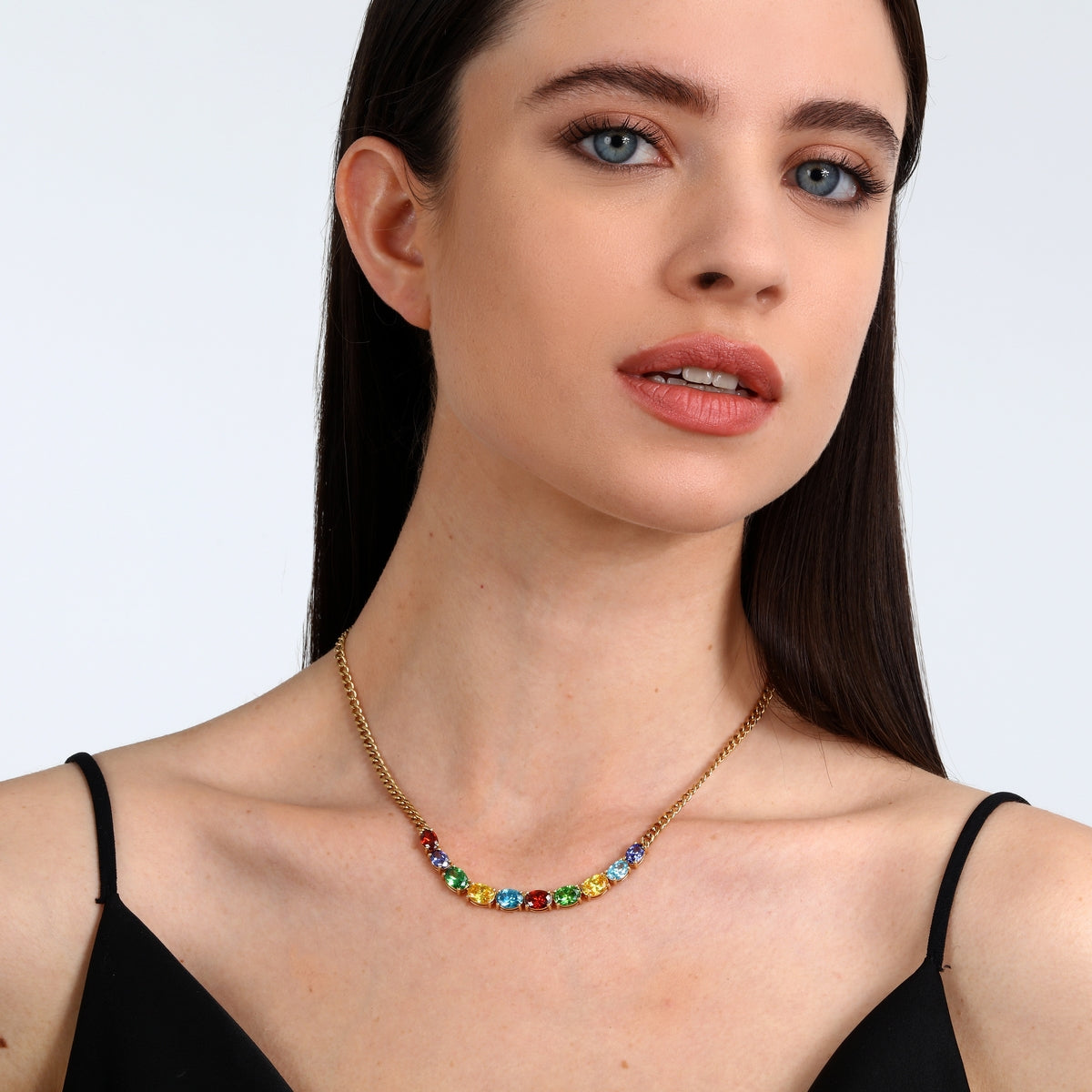 morellato 18k gold plated colori necklace 10 pcs cz stones 38+7cm