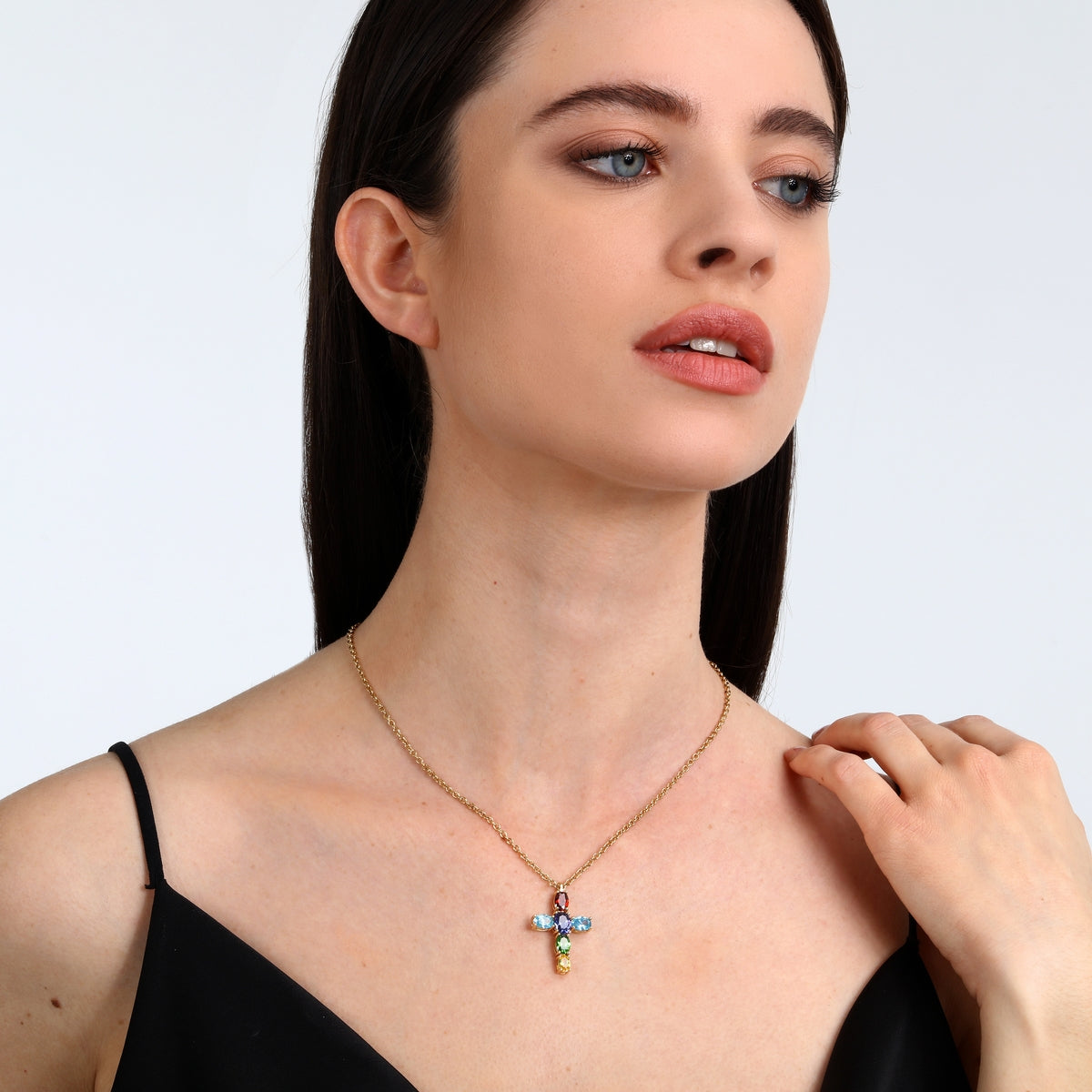 morellato 18k gold plated colori pendant cro 6 pcs cz 42+3cm