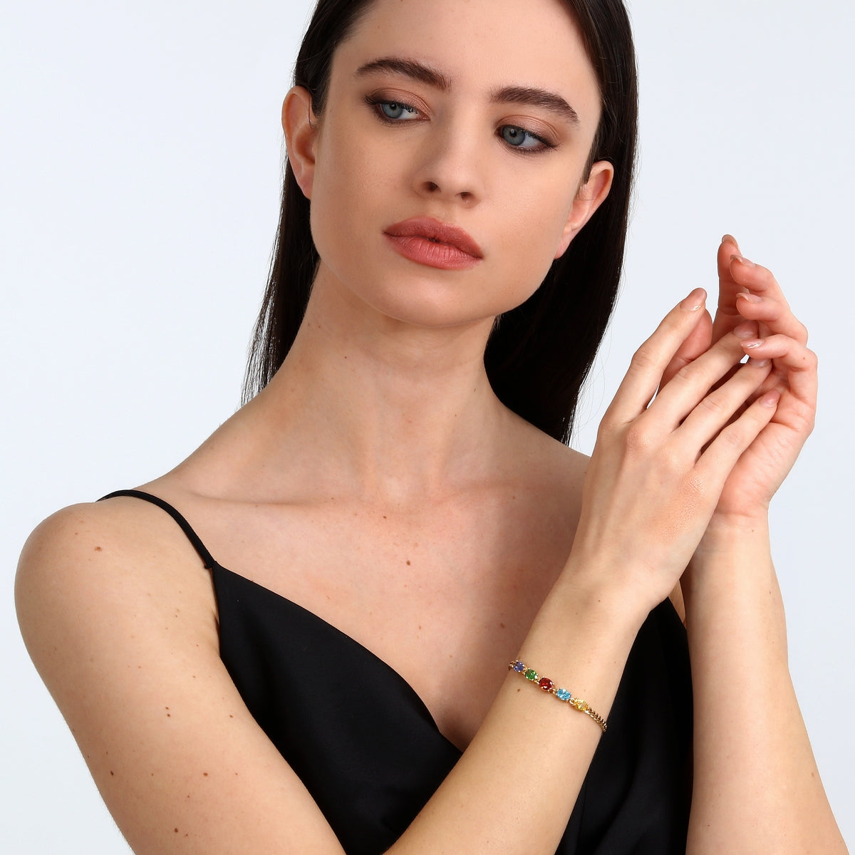 morellato 18k gold plated colori bracelet 5 pcs cz stones 16+3cm