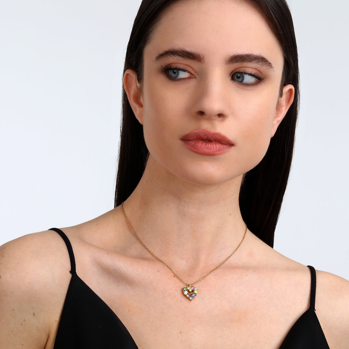 morellato 18k gold plated colori pendant heart 10 pcs cz 38+7cm