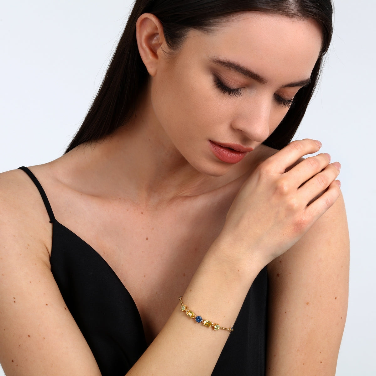 morellato 18k gold plated colori bracelet 5 cz+4 crystals 16+3cm