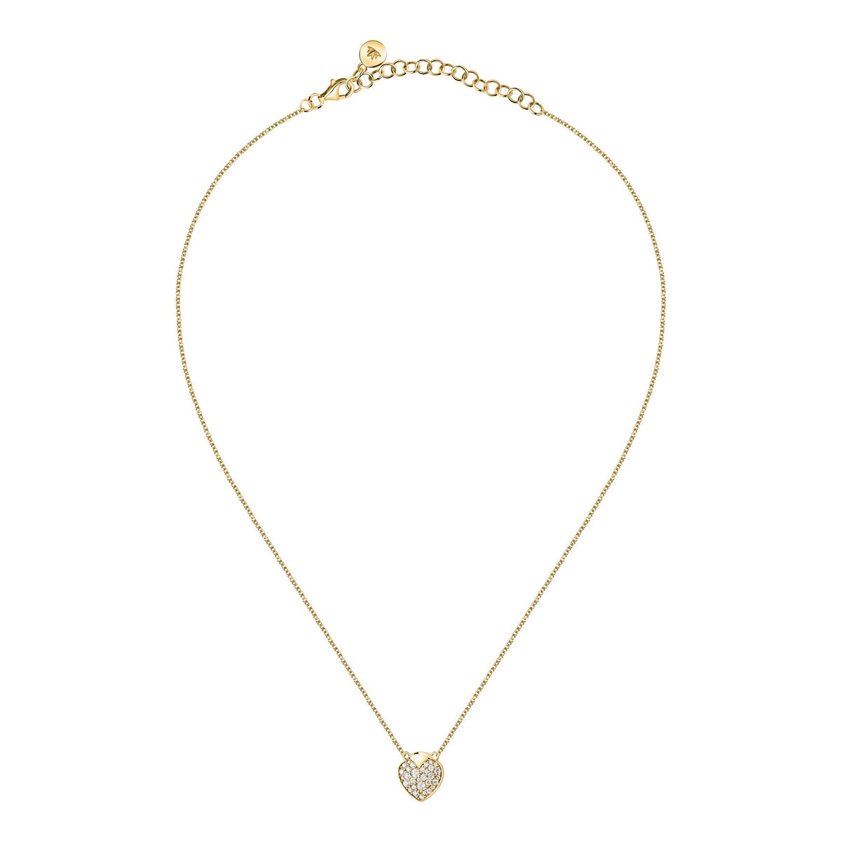 morellato 18k gold plated istanti necklace pave heart crys 40+5cm