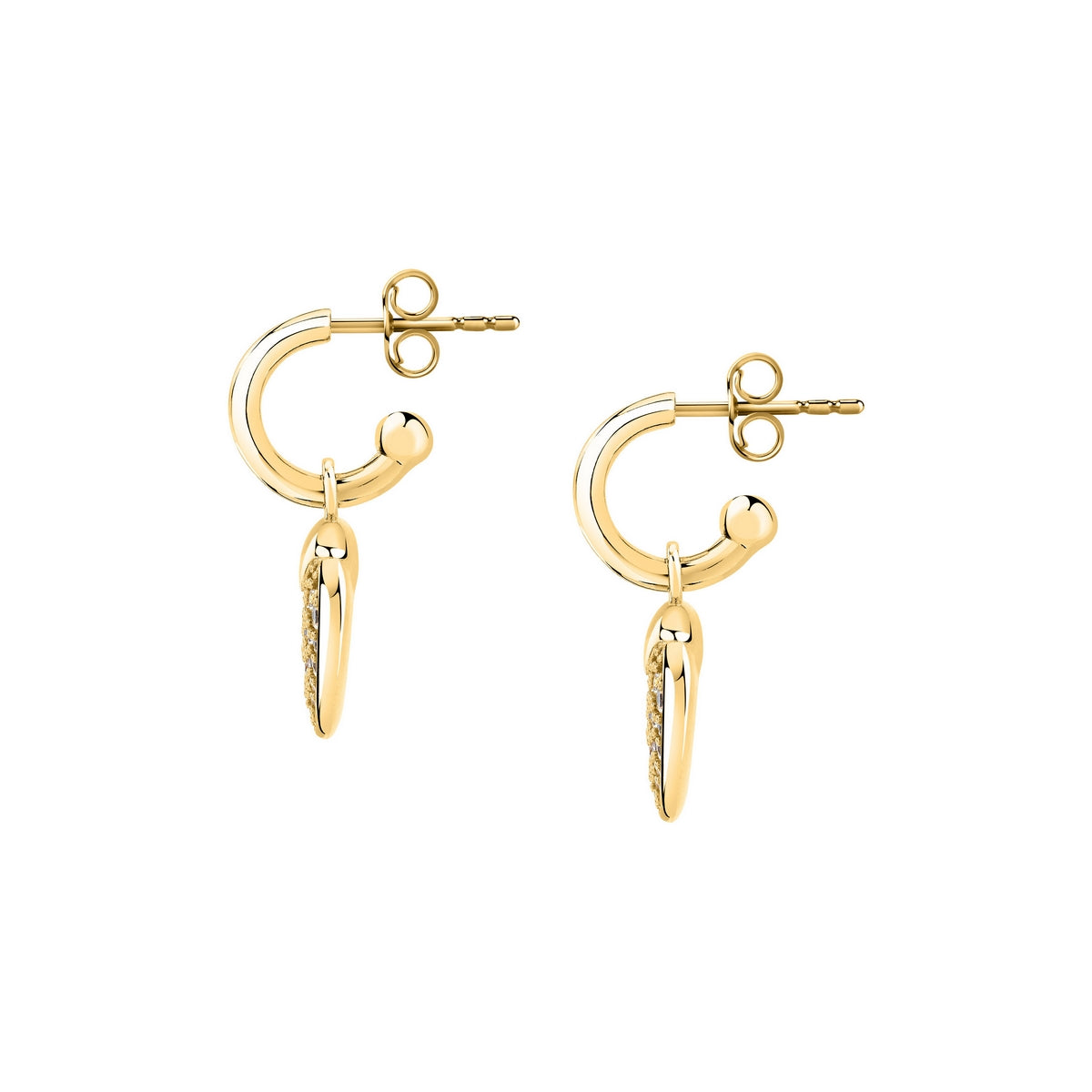 morellato 18k gold plated istanti hoop earrings pave heart crystal