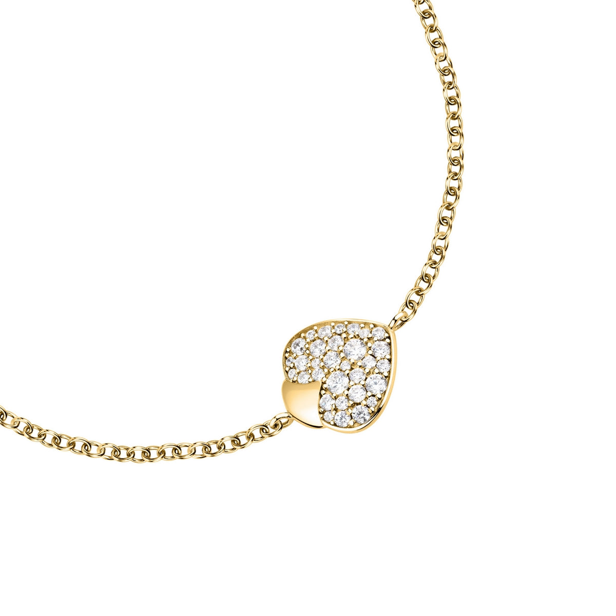 morellato 18k gold plated istanti bracelet pave heart crystal 16+3cm