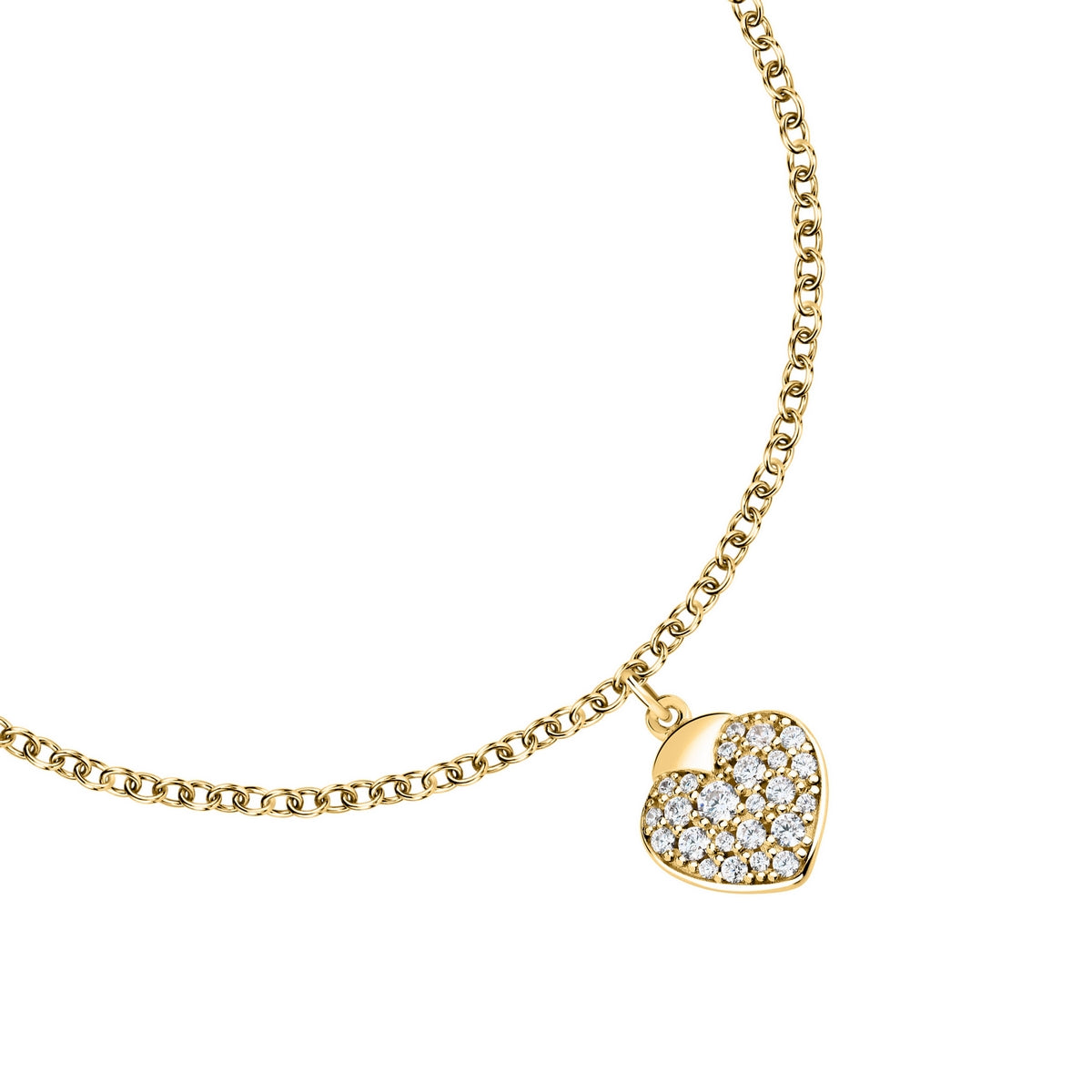morellato 18k gold plated istanti bracelet pave heart crystal drop 16+3cm