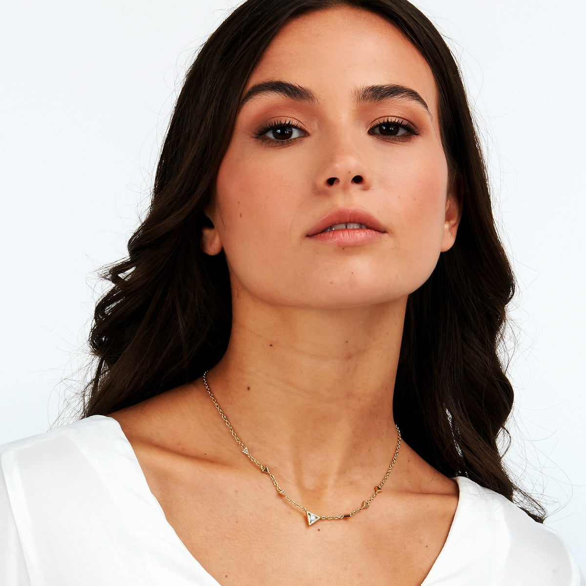 morellato 18k gold plated trilliant necklace with cz & crystals 40+5cm