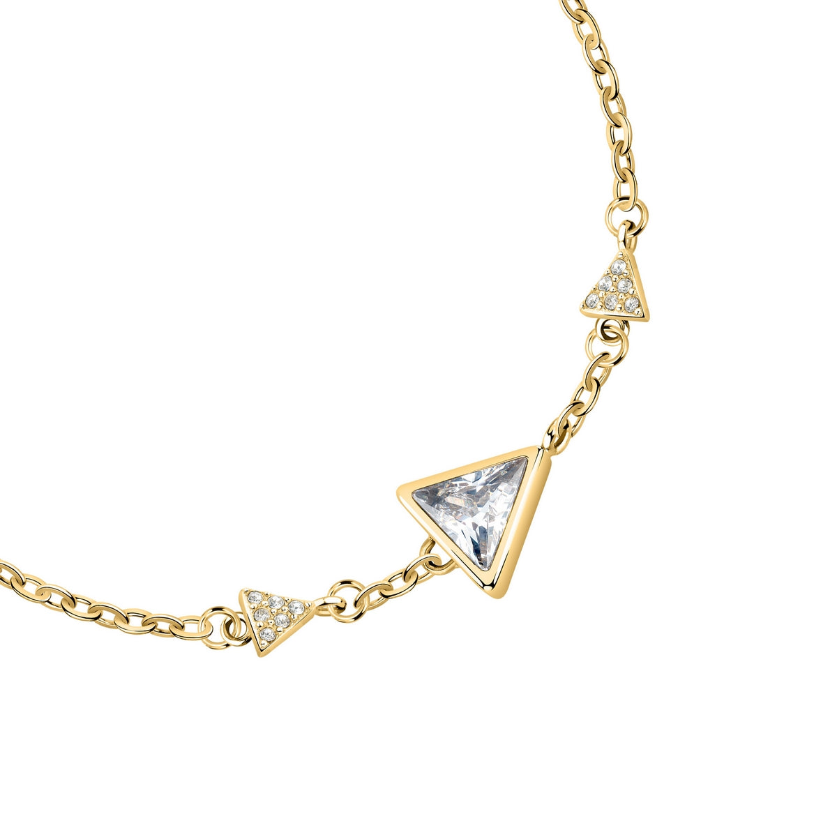 morellato 18k gold plated trilliant bracelet triangle with cz & crystals 16+3cm