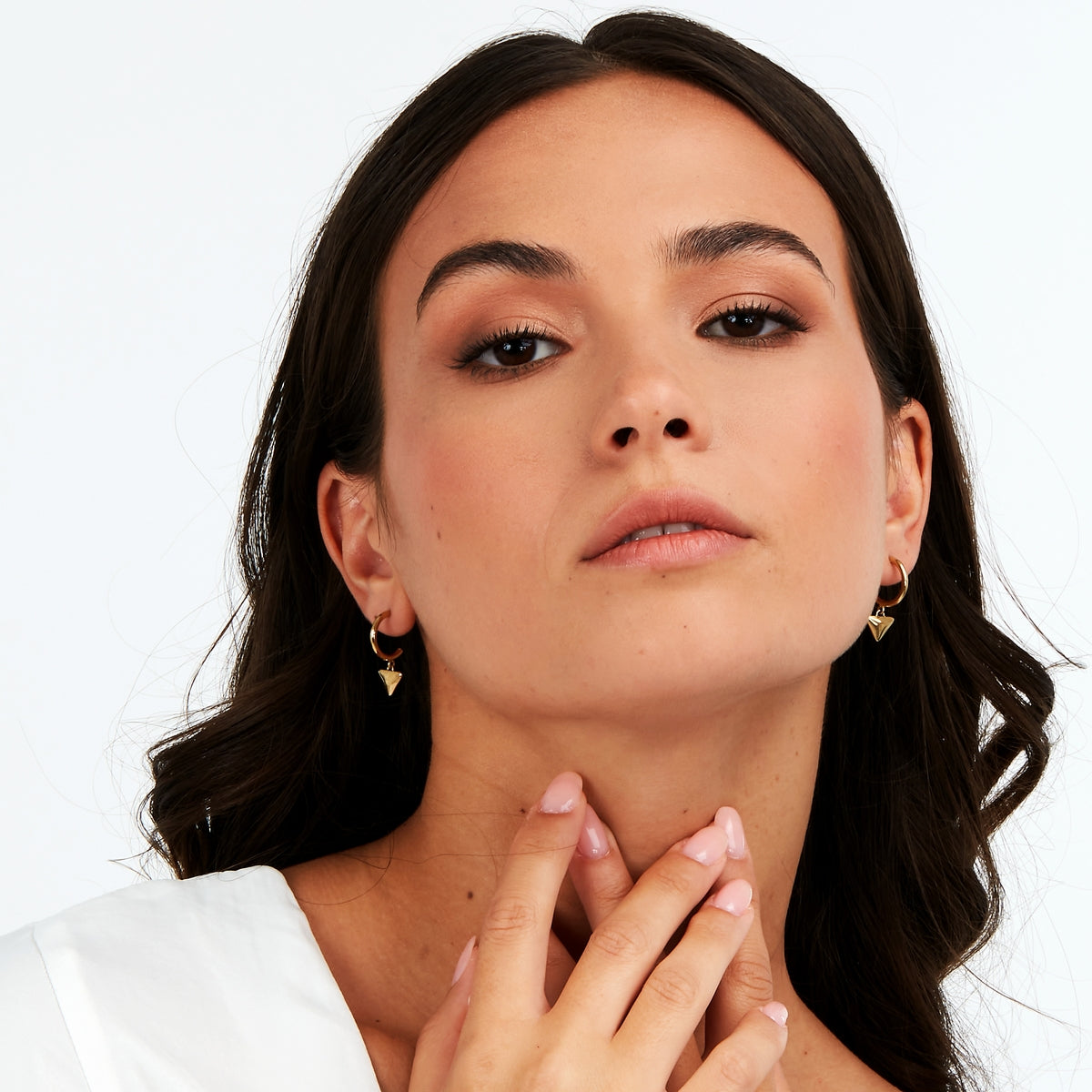 morellato 18k gold plated trilliant �14mm hoop earrings triangle
