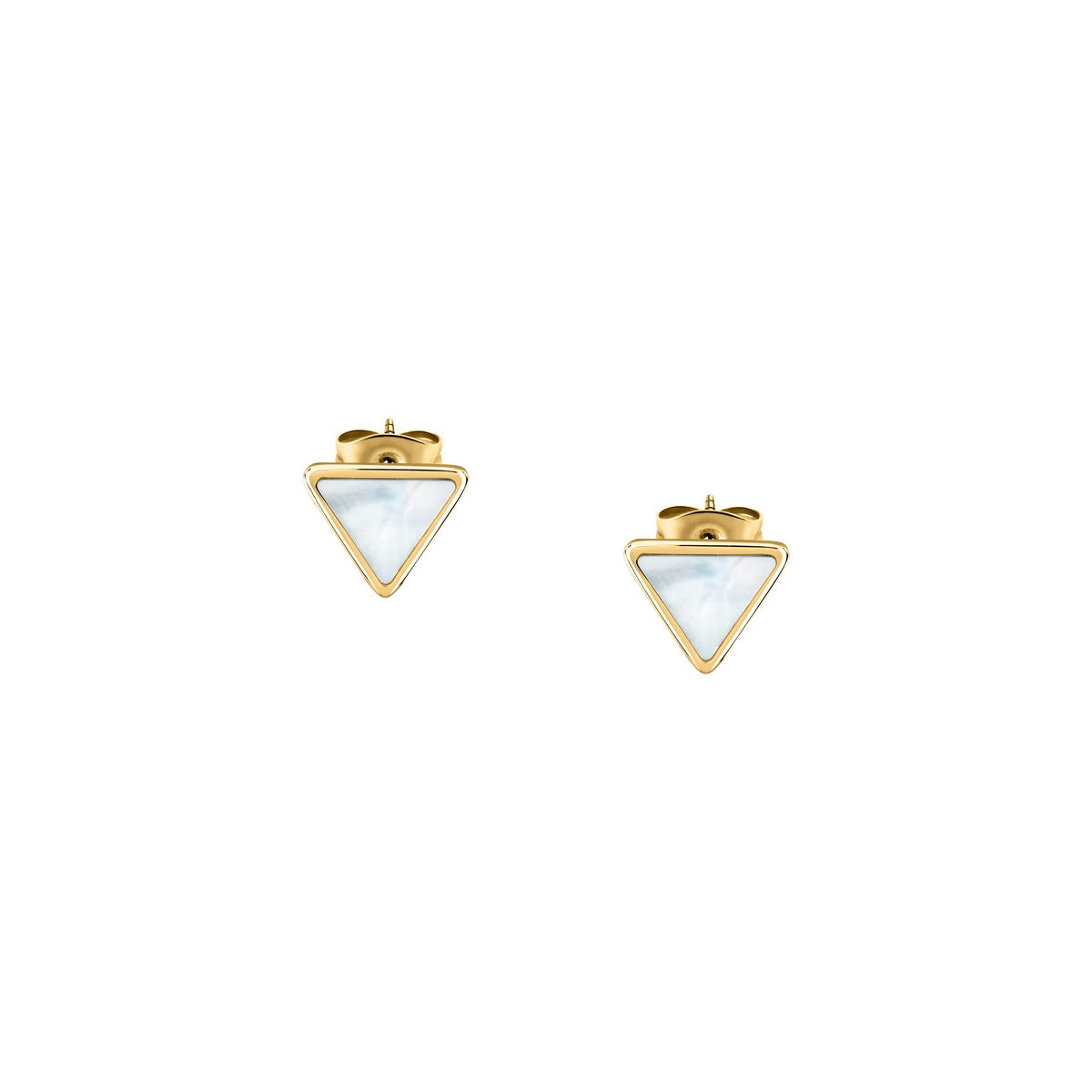 morellato 18k gold plated trilliant stud earrings triangle mop