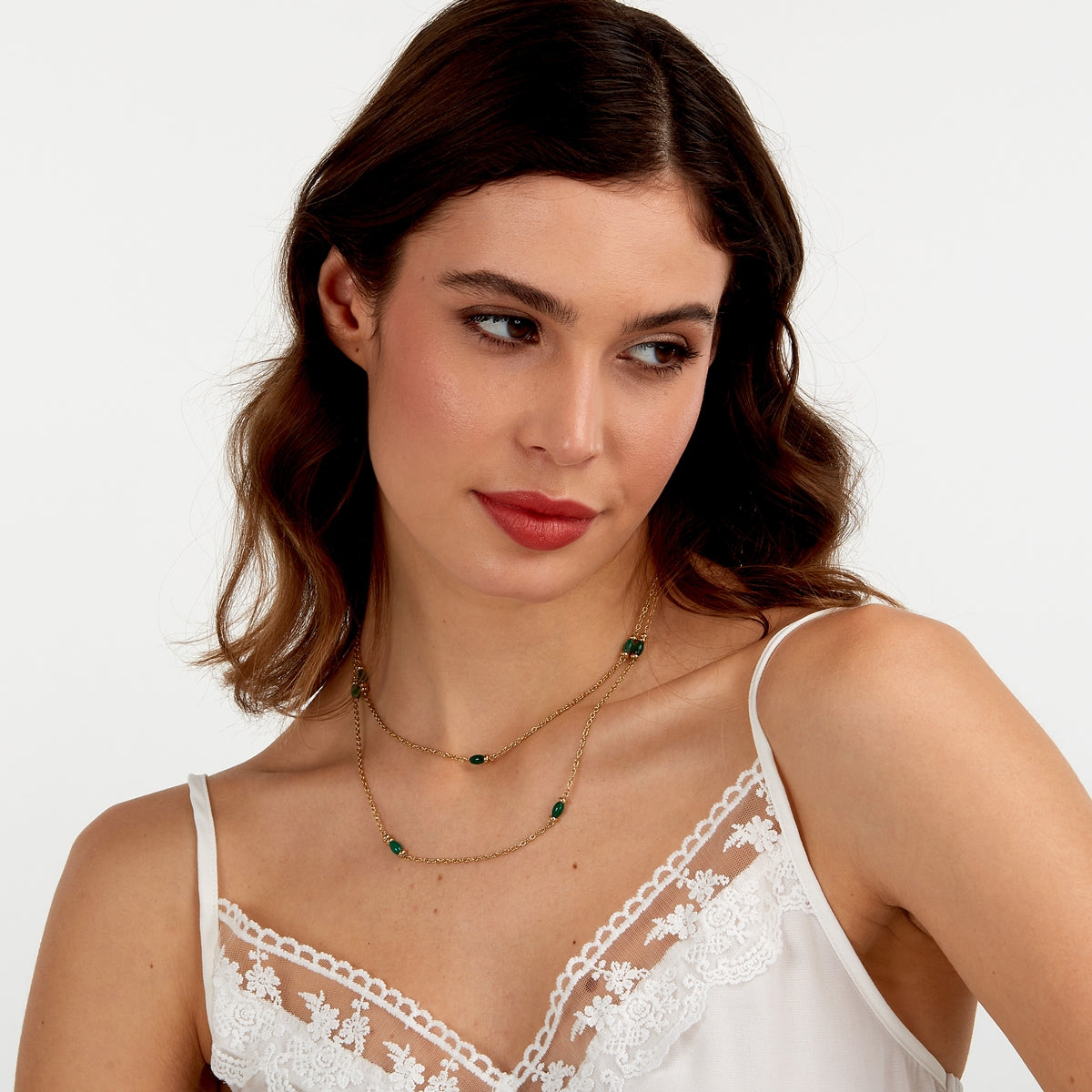 morellato 18k gold plated colori summer necklace emer bead 90cm