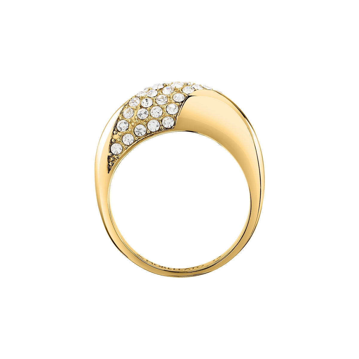 morellato 18k gold plated design ring stainless steel yg crystal sz18