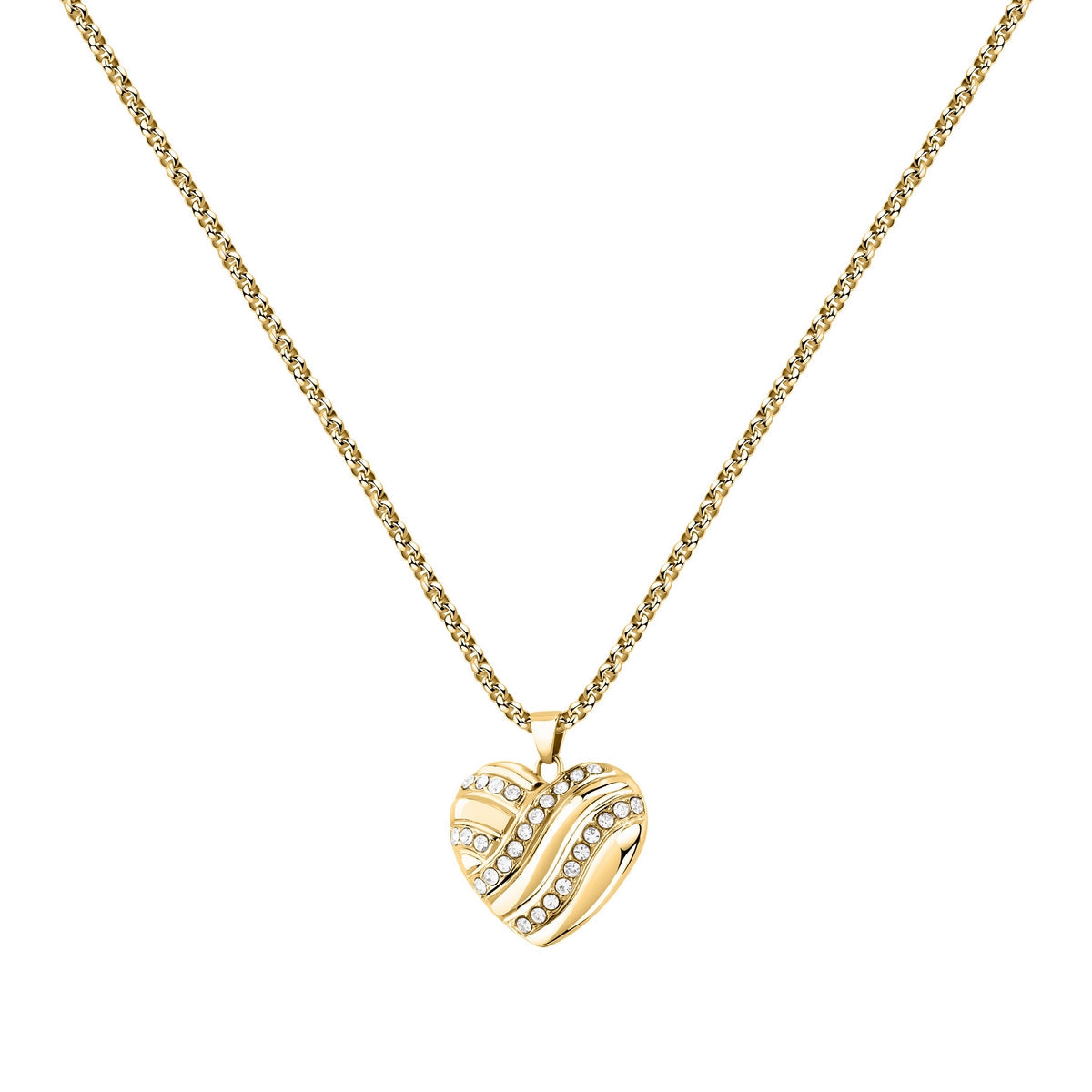 morellato 18k gold plated battito neckl ss yg heart crystal 40+5cm