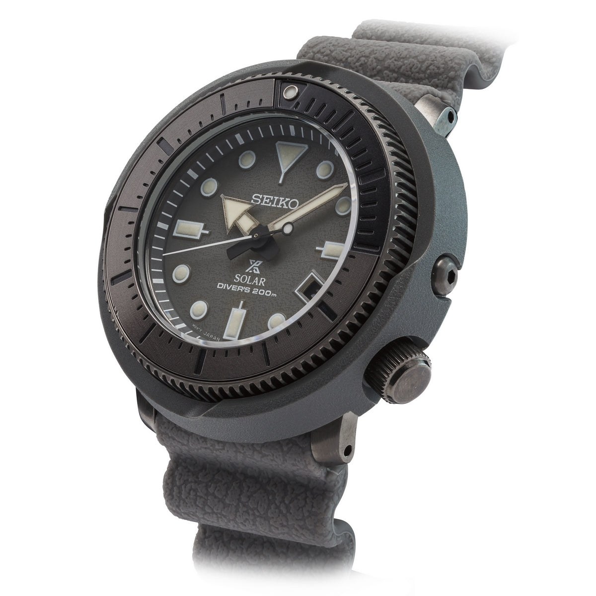 seiko prospex street series solar grey stainless steel and plastic divers grey dial rubber strap watch