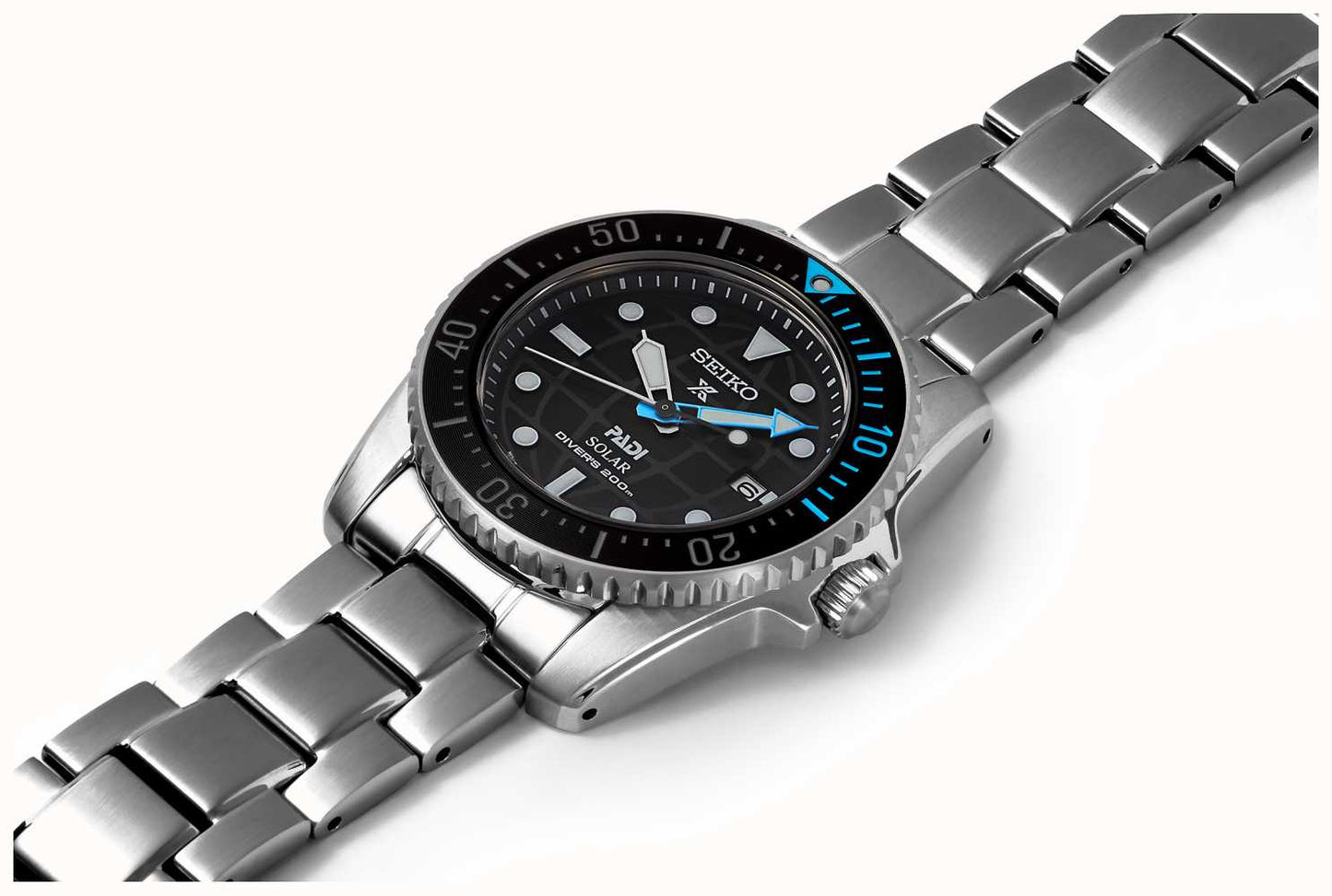 seiko prospex solar padi edition black dial 38.5mm, 200m silicon strap watch