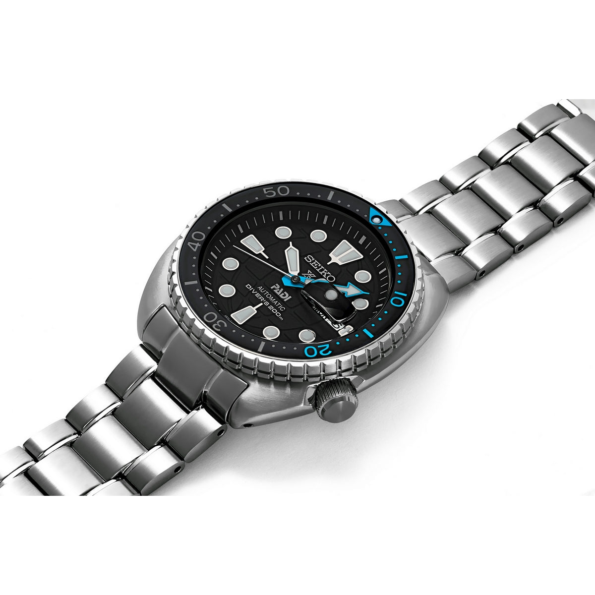 seiko prospex padi edition automatic black dial 45mm, 200m bracelet watch