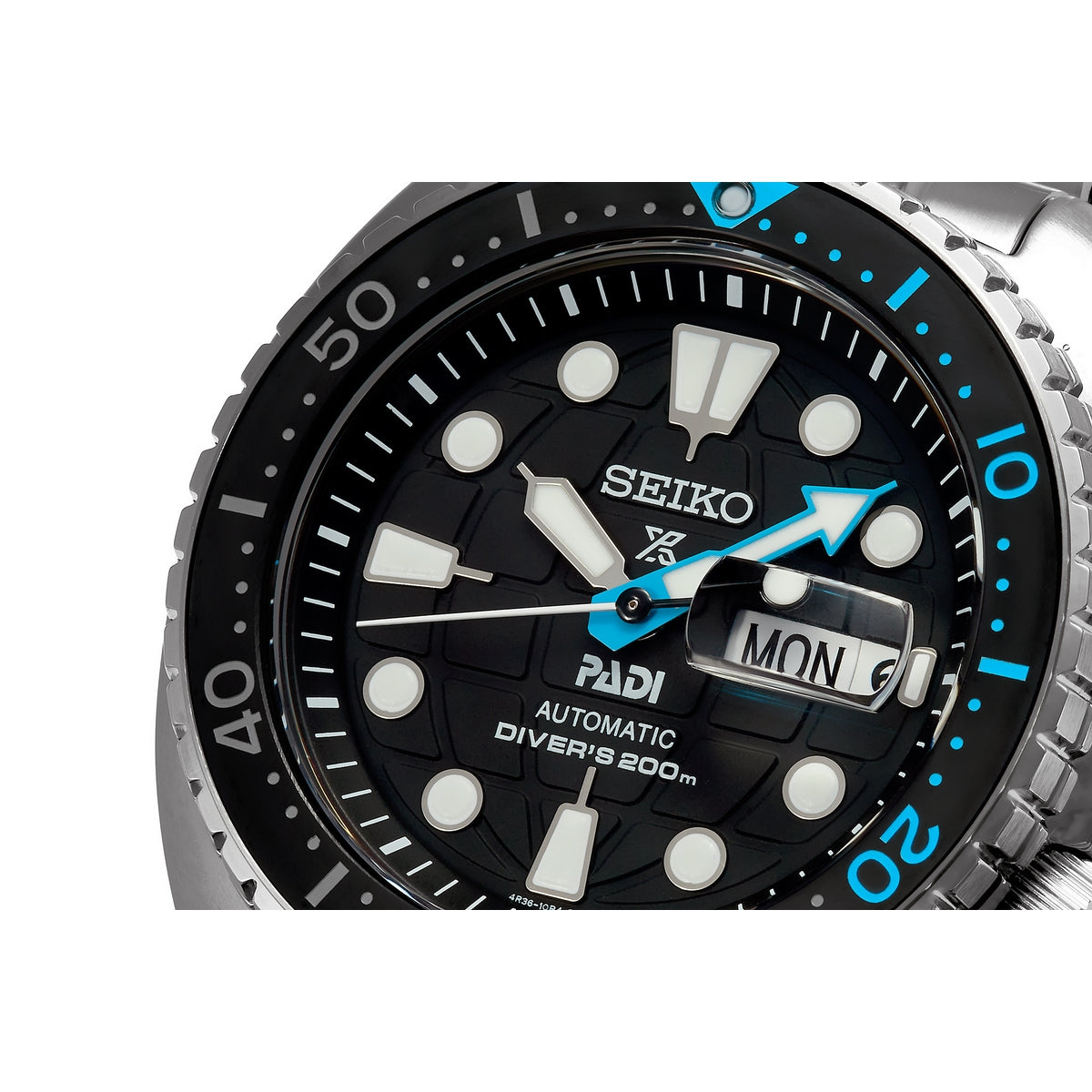 seiko prospex padi edition automatic black dial 45mm, 200m bracelet watch