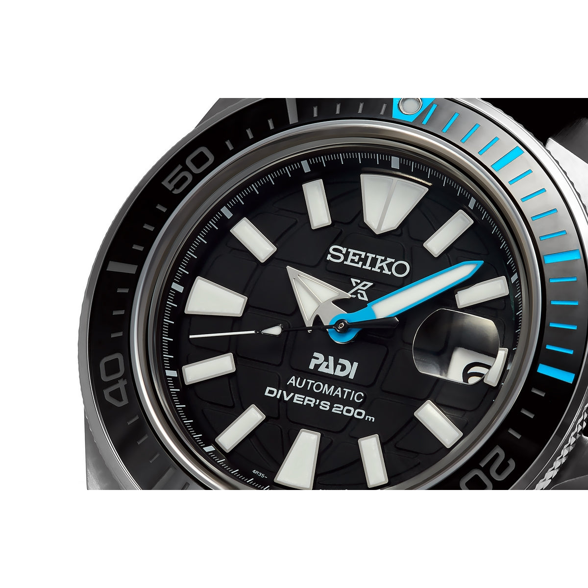 seiko prospex padi edition automatic black dial 43.8mm, 200m silicone strap watch