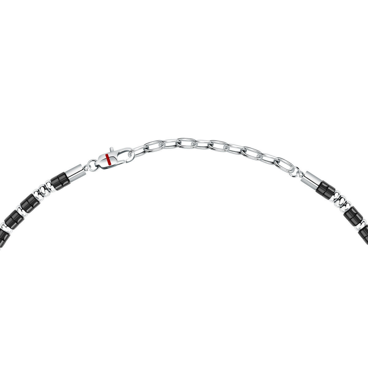 sector basic necklace stainless steel agate black 50+5cm