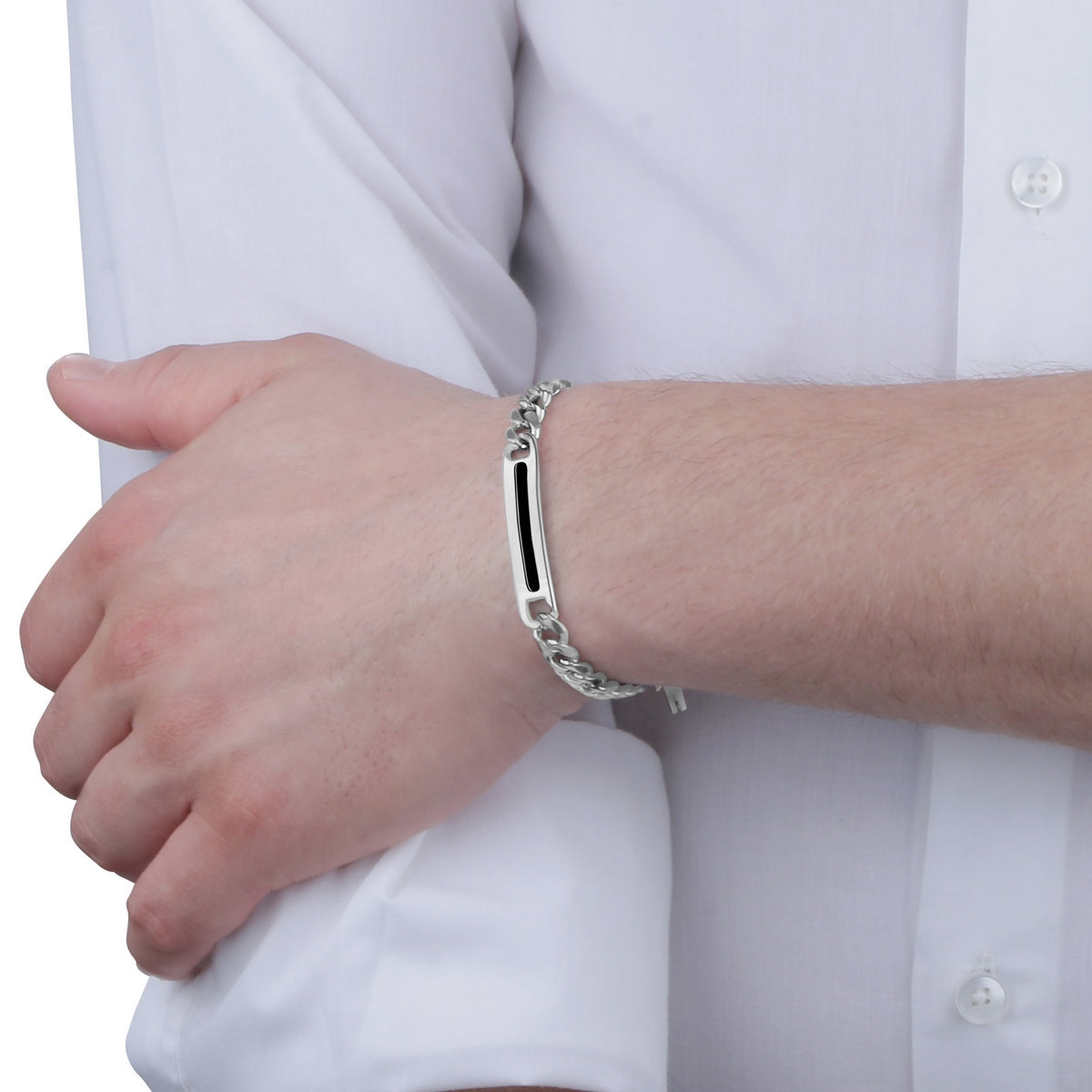 sector basic bracelet stainless steel & black enamel
