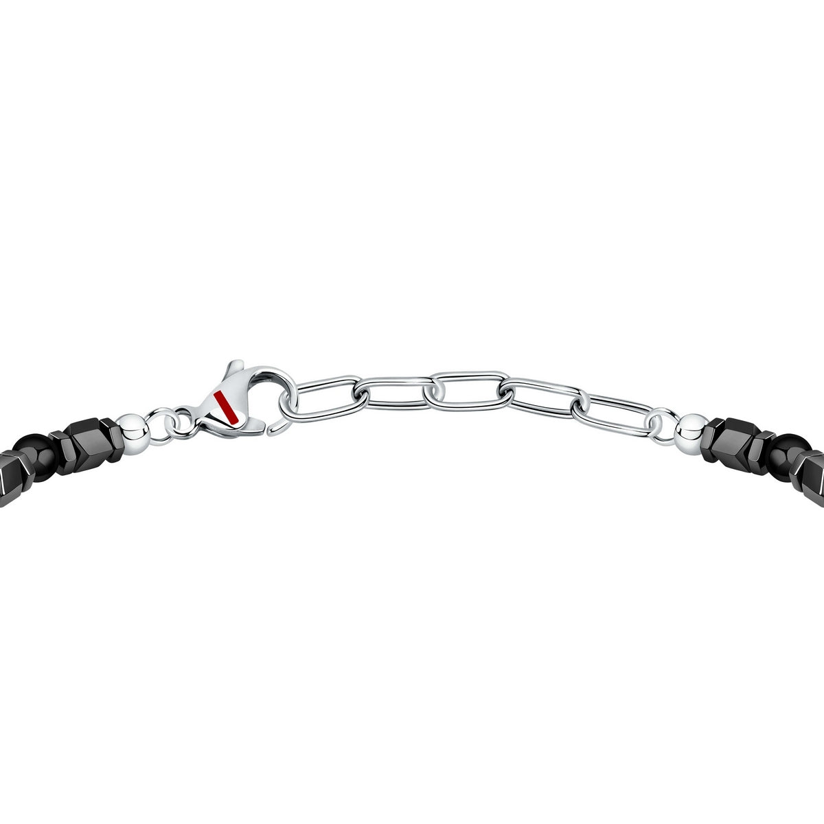 sector basic bracelet stainless steel grey hematite & black agate stones 21cm