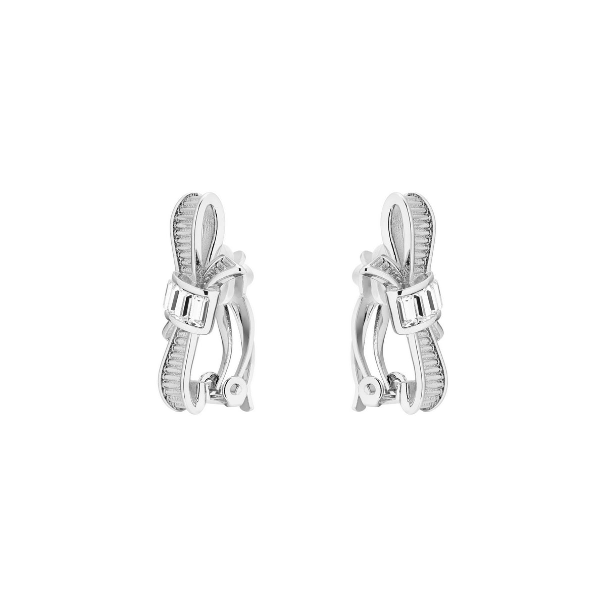 dalika: ribbon bow clip earring silver/crystal