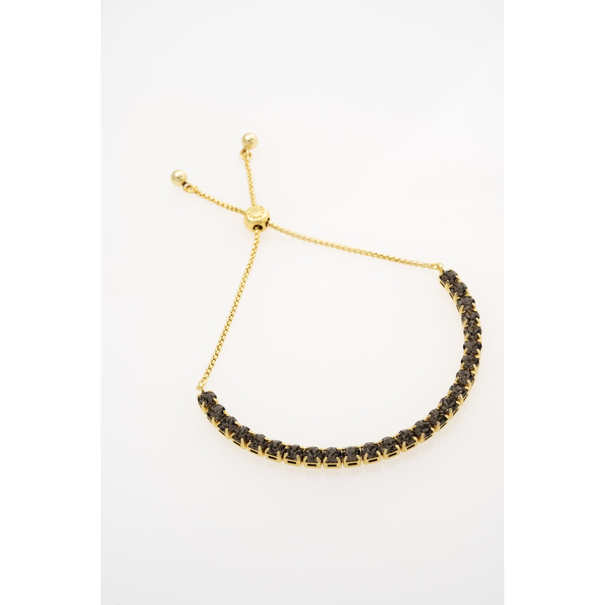 ted baker melrah: crystal adjustable tennis bracelet gold tone black dianond crystal