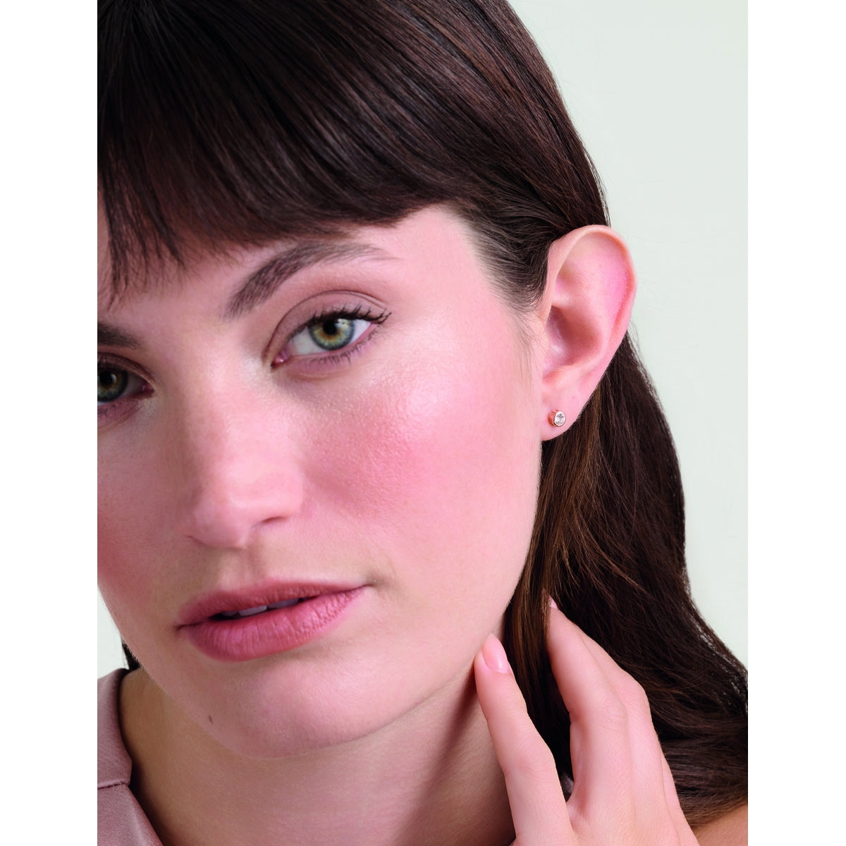 ted baker sinee: mini crystal stud earrings, rose gold tone, clear crystal