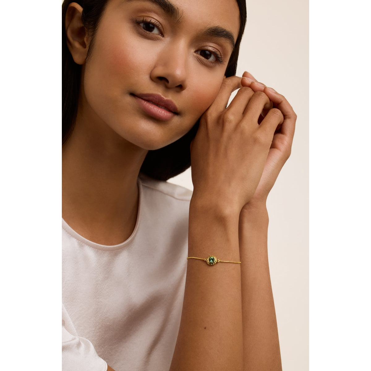 ted baker soleta: solitaire sparkle crystal pendant bracelet, gold tone, green crystal