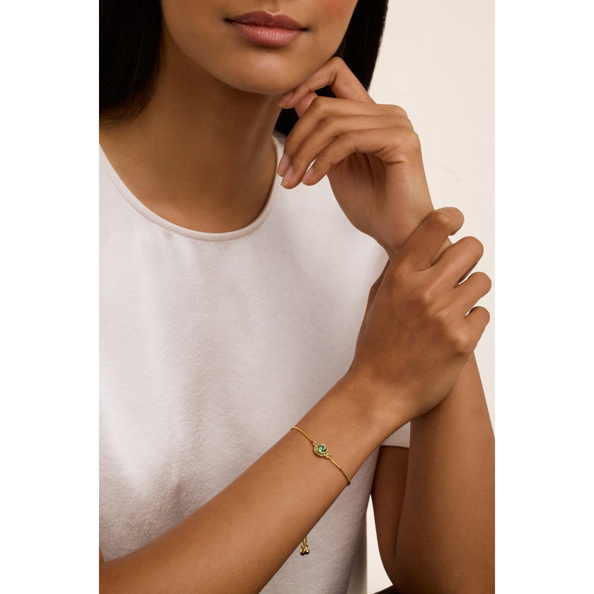 ted baker soleta: solitaire sparkle crystal pendant bracelet, gold tone, green crystal