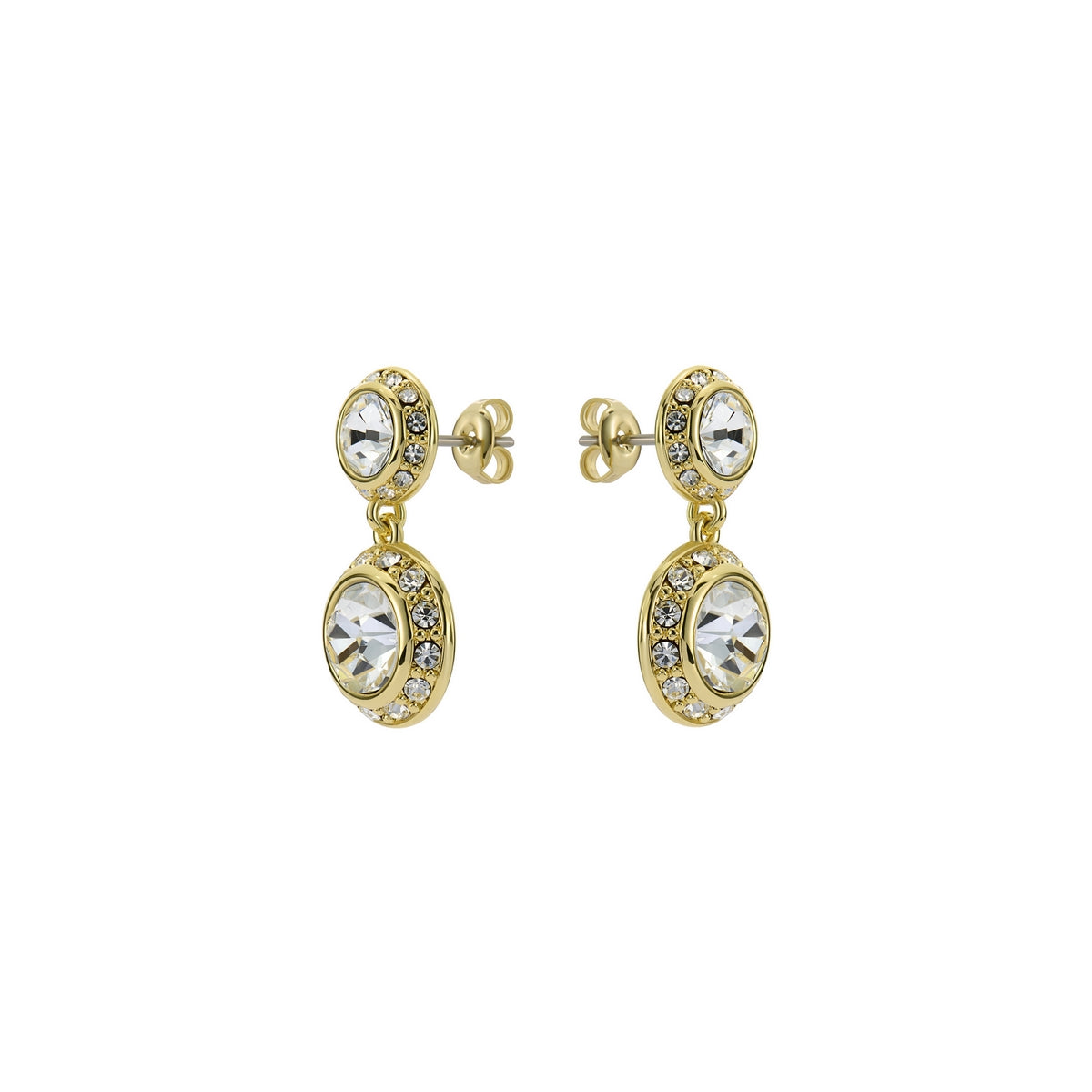 ted baker sollia: solitaire sparkle crystal drop earrings gold tone, clear crystal