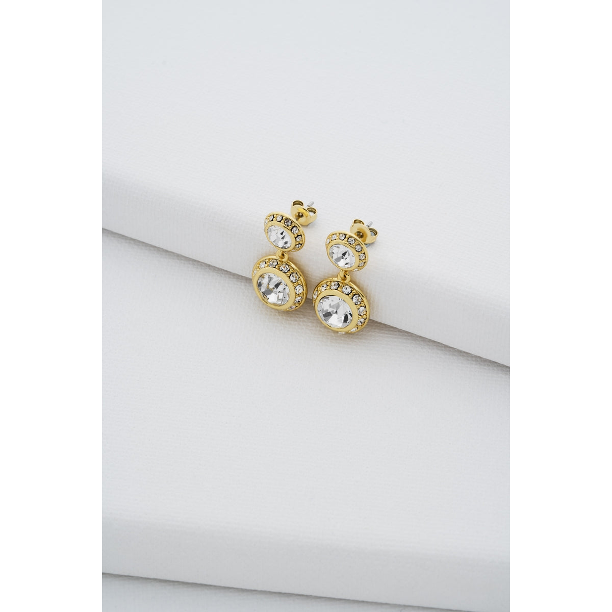 ted baker sollia: solitaire sparkle crystal drop earrings gold tone, clear crystal