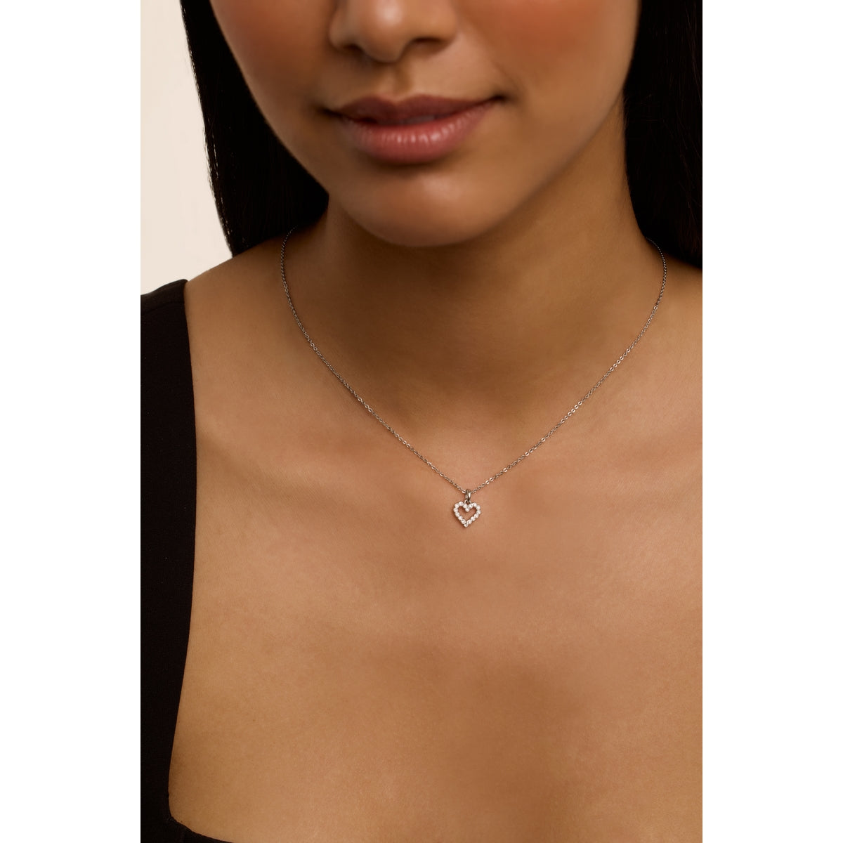 ted baker amore: crystal halo heart pendant necklace, silver tone, clear crystal