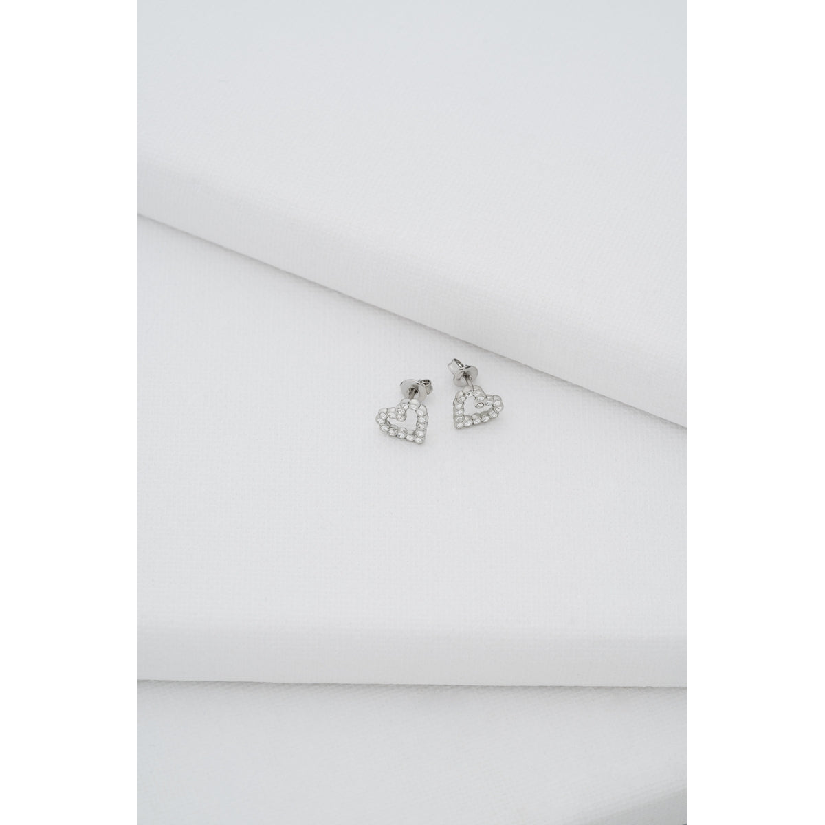 ted baker amorina crystal halo heart stud earrings, silver tone, clear crystal