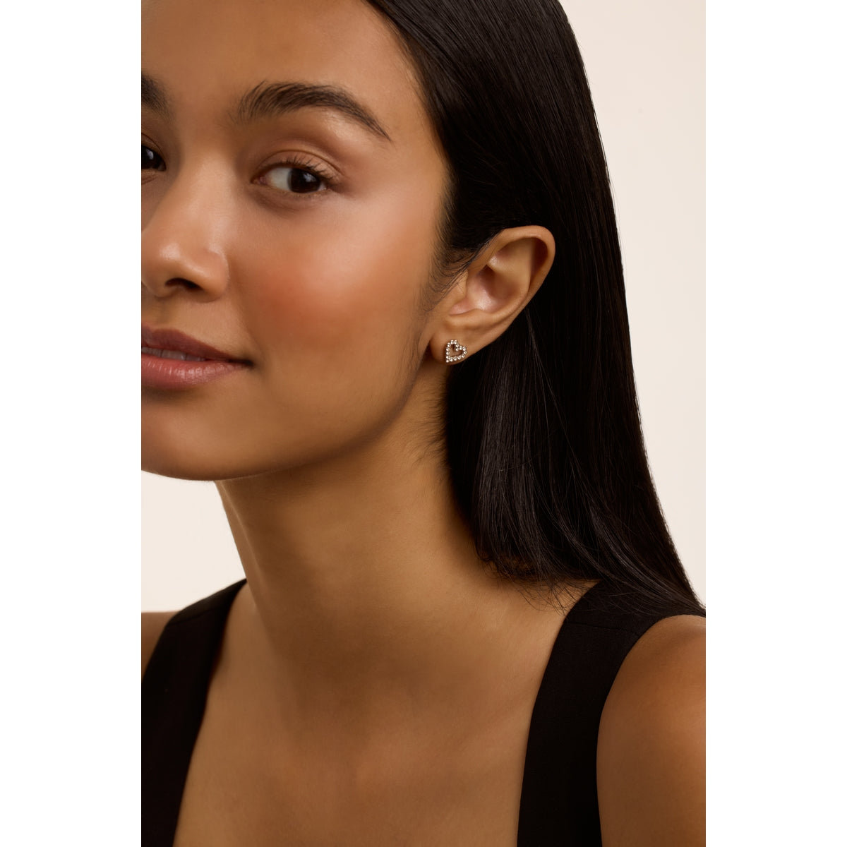 ted baker amorina crystal halo heart stud earrings, silver tone, clear crystal