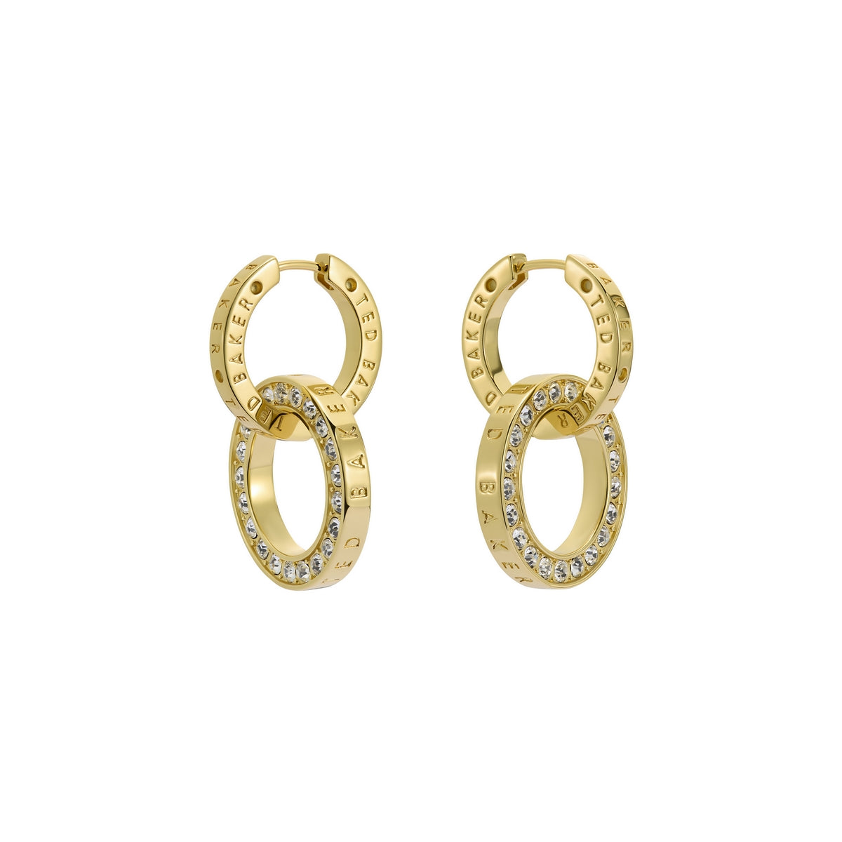 tedted baker lina: double link crystal drop earrings gold tone