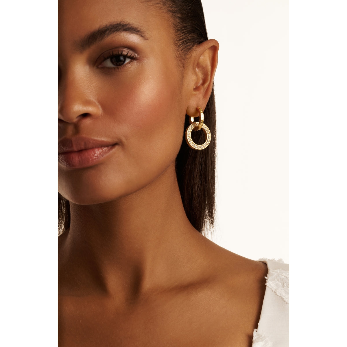 tedted baker lina: double link crystal drop earrings gold tone