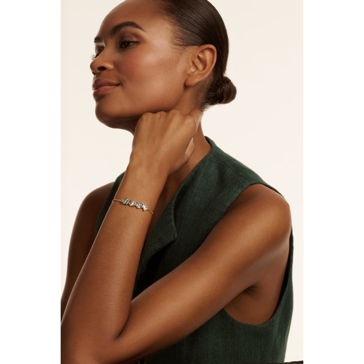 ted baker clarrie: crystal cluster adjustable bracelet gold tone