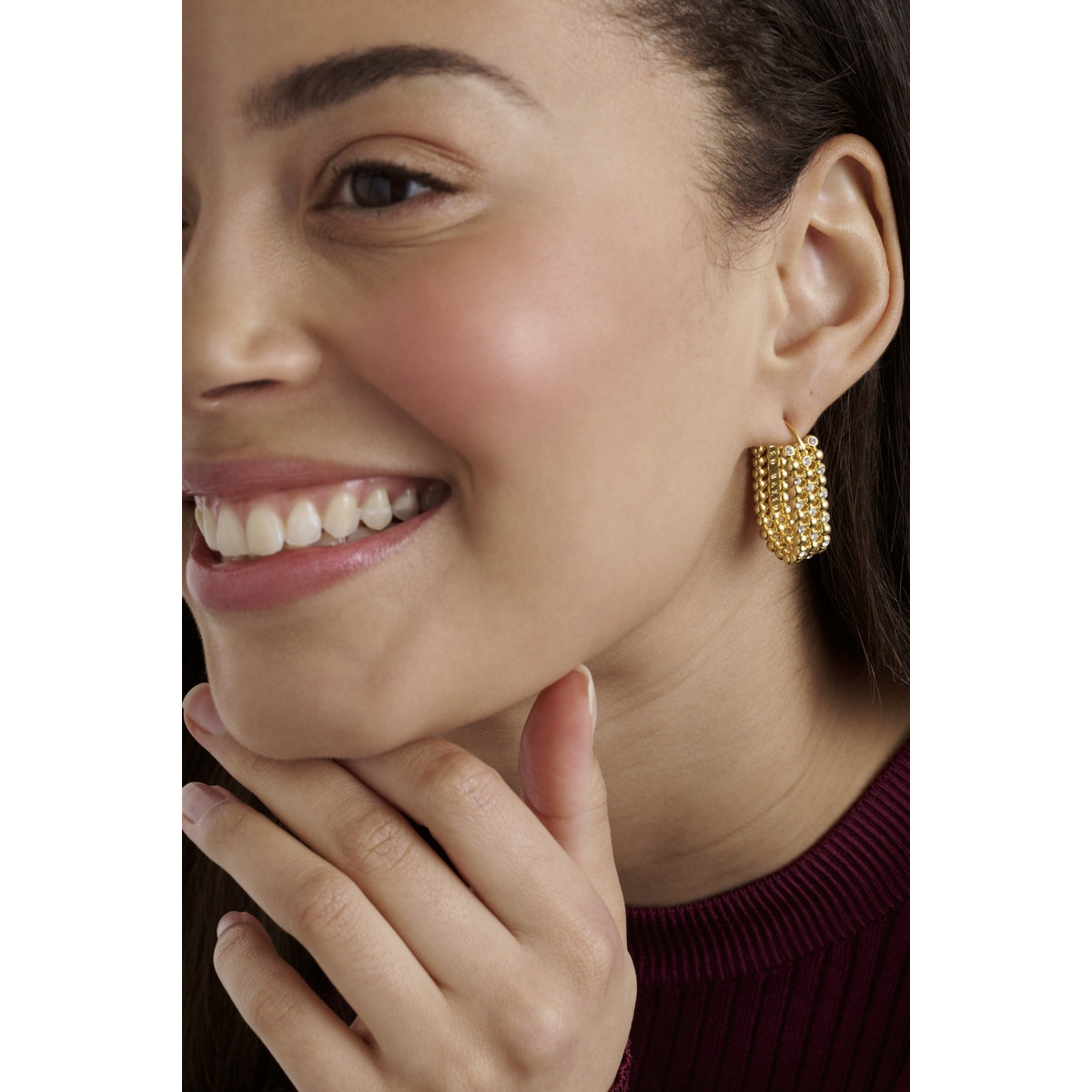 ted baker bollie: crystal bobble gold tone hoop earrings