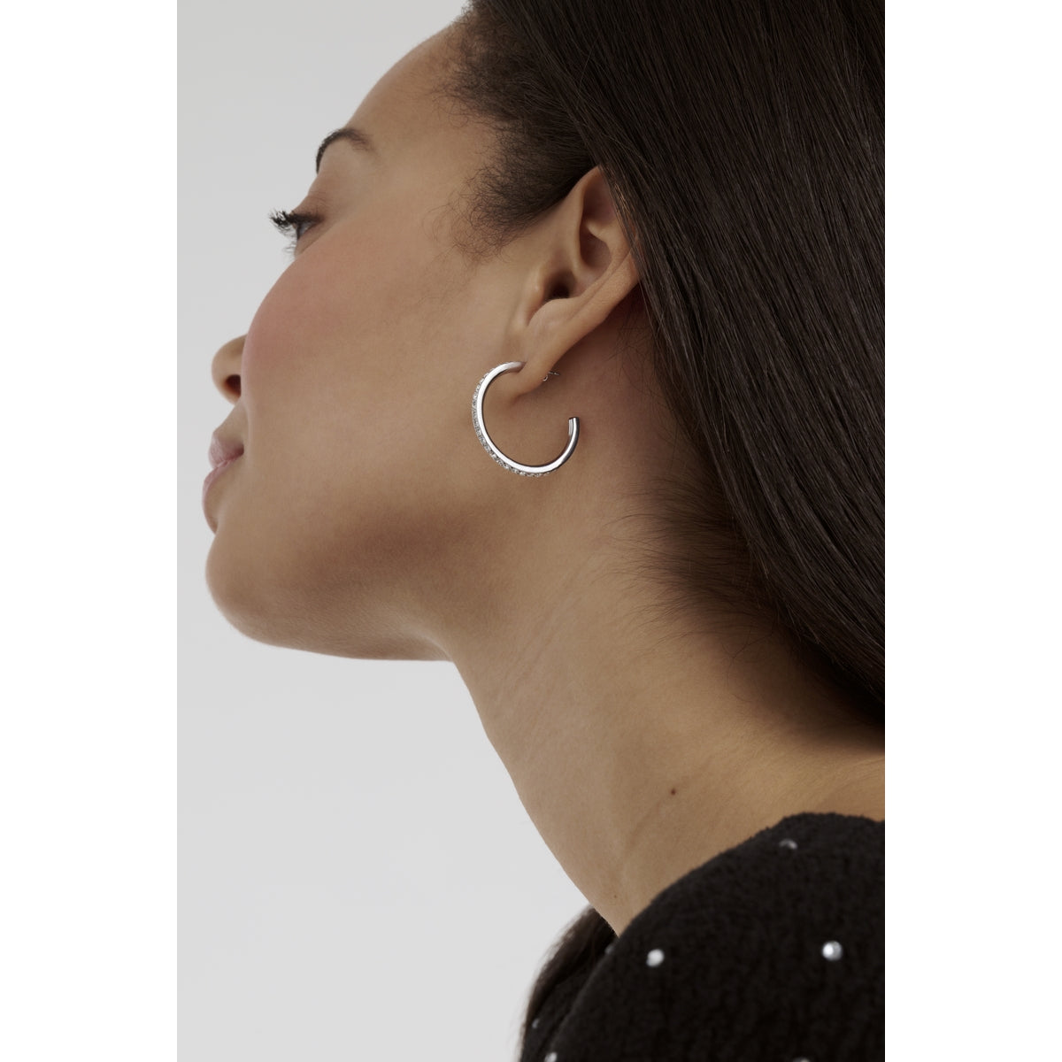 ted baker clanci: medium crystal silver tone hoop earrings
