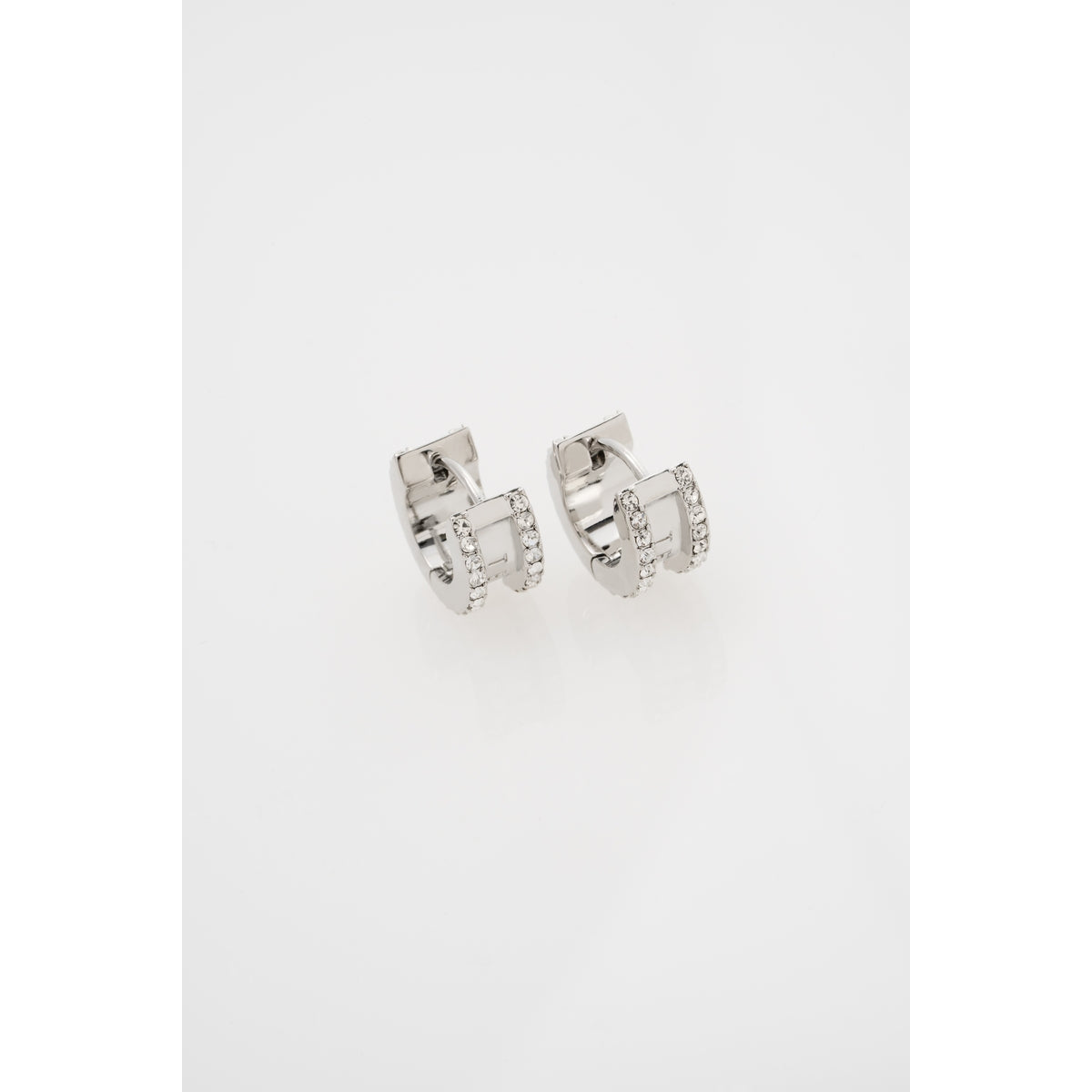 ted baker rosie: crystal roll huggie earrings silver tone clear crystal