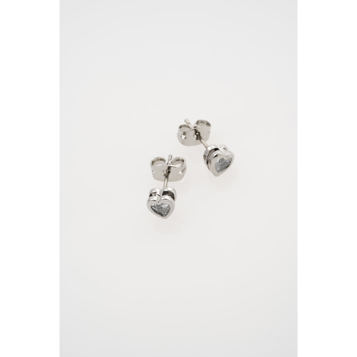 ted baker harmony: mini crystal heart stud earrings silver tone clear crystal