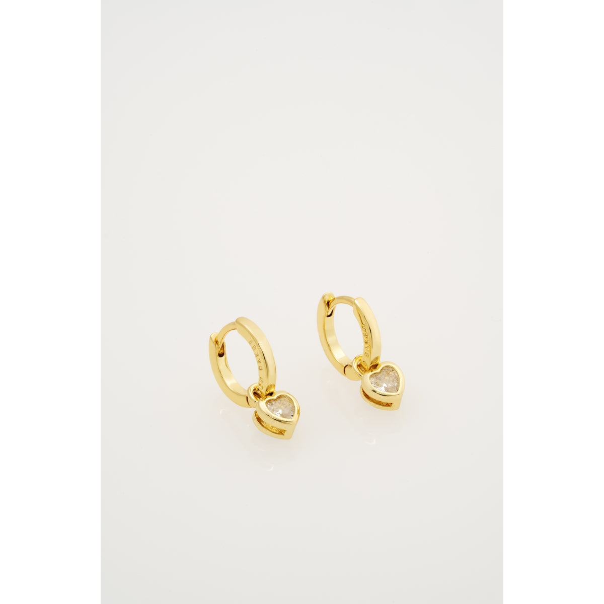 ted baker harper: mini crystal heart huggie earrings gold tone clear crystal