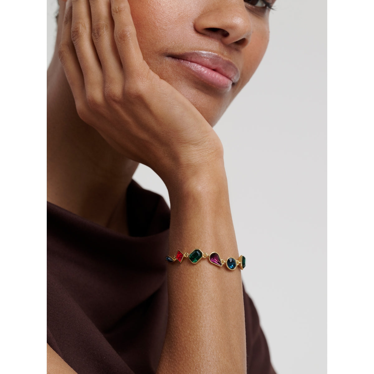 ted baker juliet: jewel chain crystal gold tone drawstring bracelet