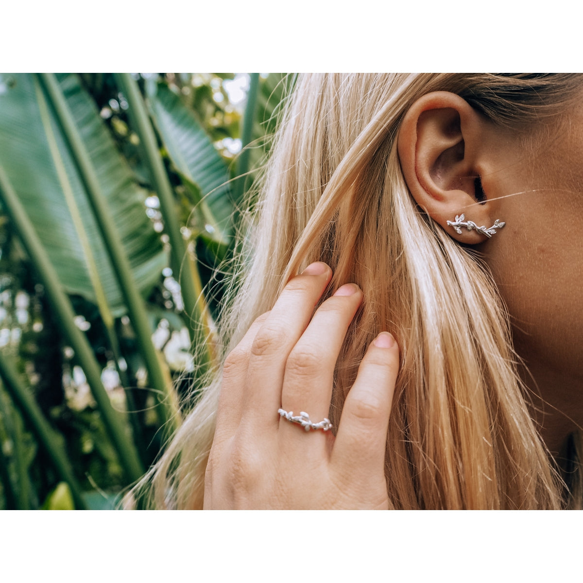 jungle ivy earstik - silver