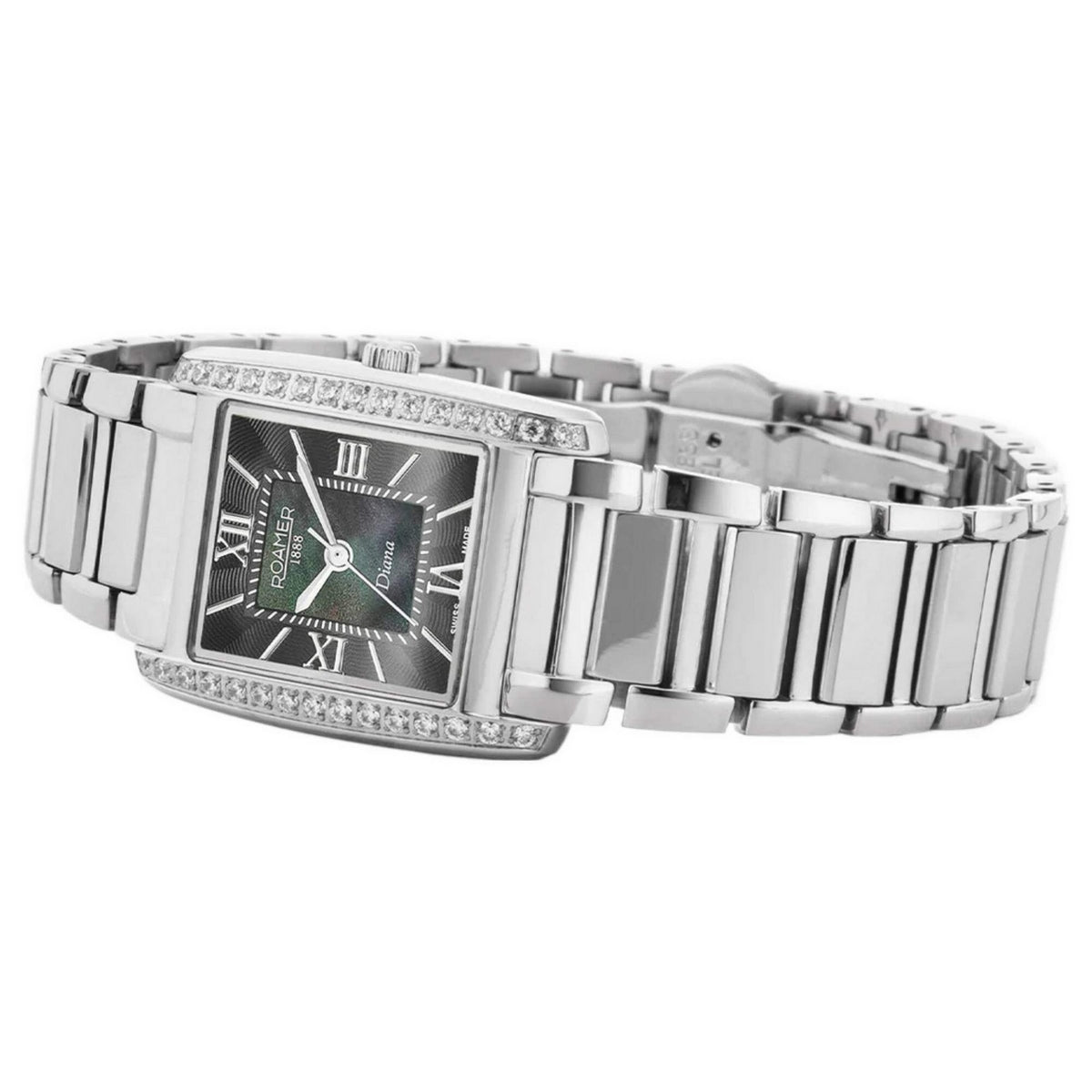 roamer diana 22mm stainless steel black dial ladies watch