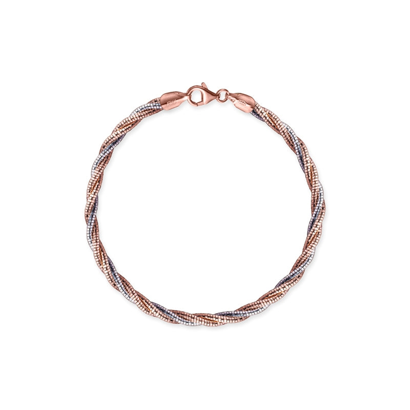 rose and white coloured twisted spring sparkle chain bracelet