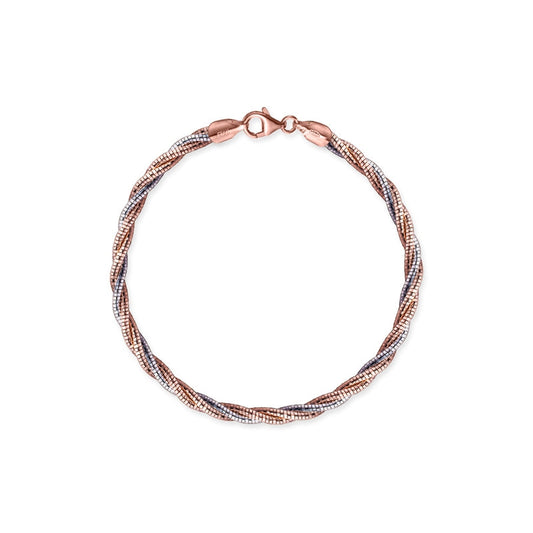 rose and white coloured twisted spring sparkle chain bracelet