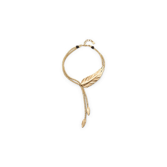uno de 50 feather gold plated metal alloy necklace with feather shape